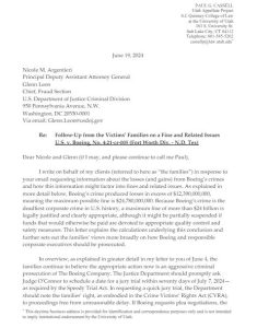 Letter to Department of Justice Seeking $24 Billion Fine and Prosecution of Past Boeing Executives