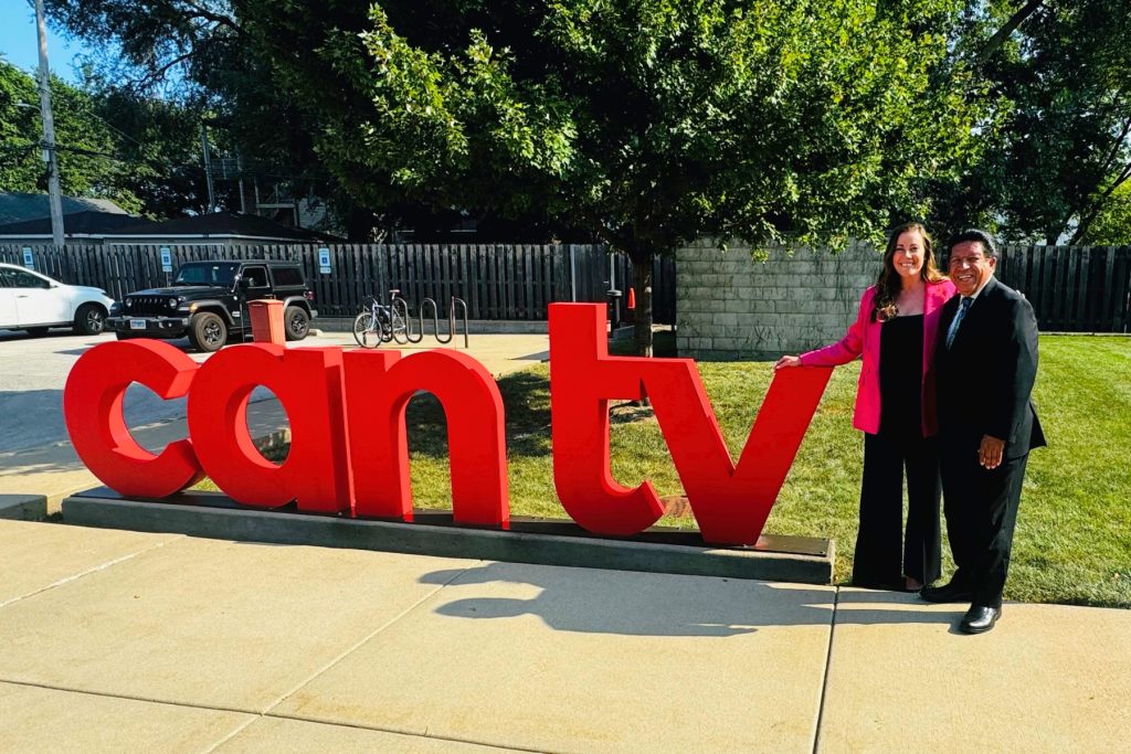 Sarah King and Justice Jesse Reyes at CAN TV.