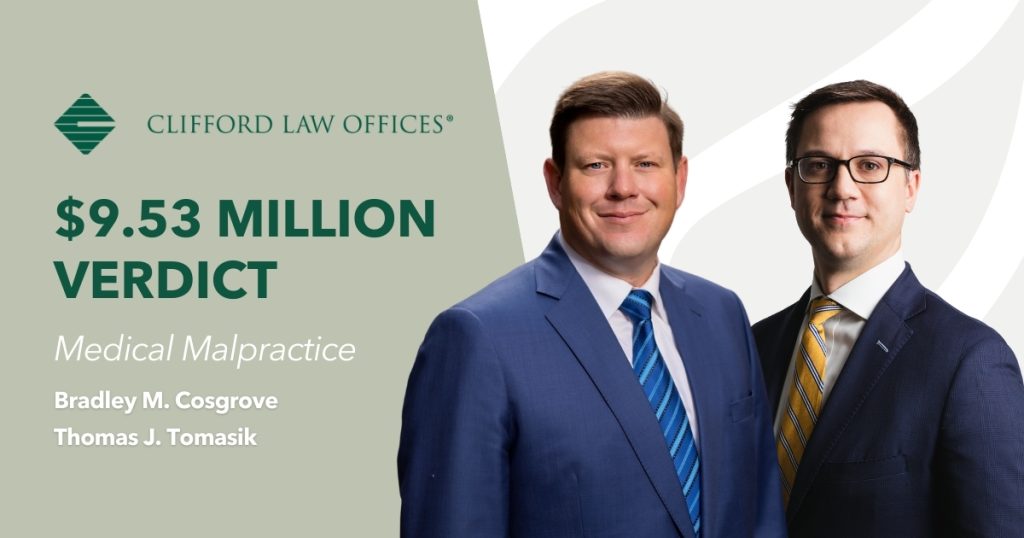 Bradley M. Cosgrove and Thomas J. Tomasik obtain $9.53 million verdict