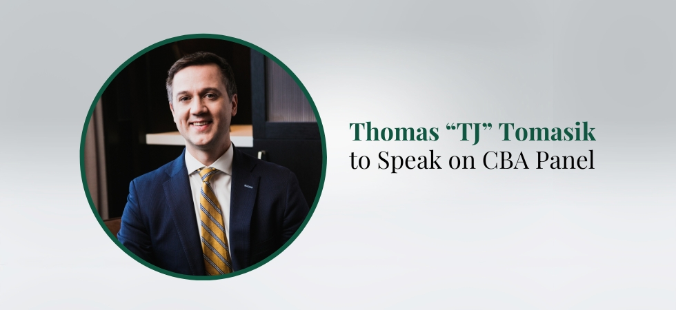 Thomas Tomasik to Speak on CBA Panel About “40 Under 40” Leadership Award